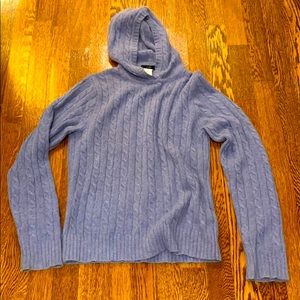 J. Crew Cashmere Blend Blue Hoodie Sweater